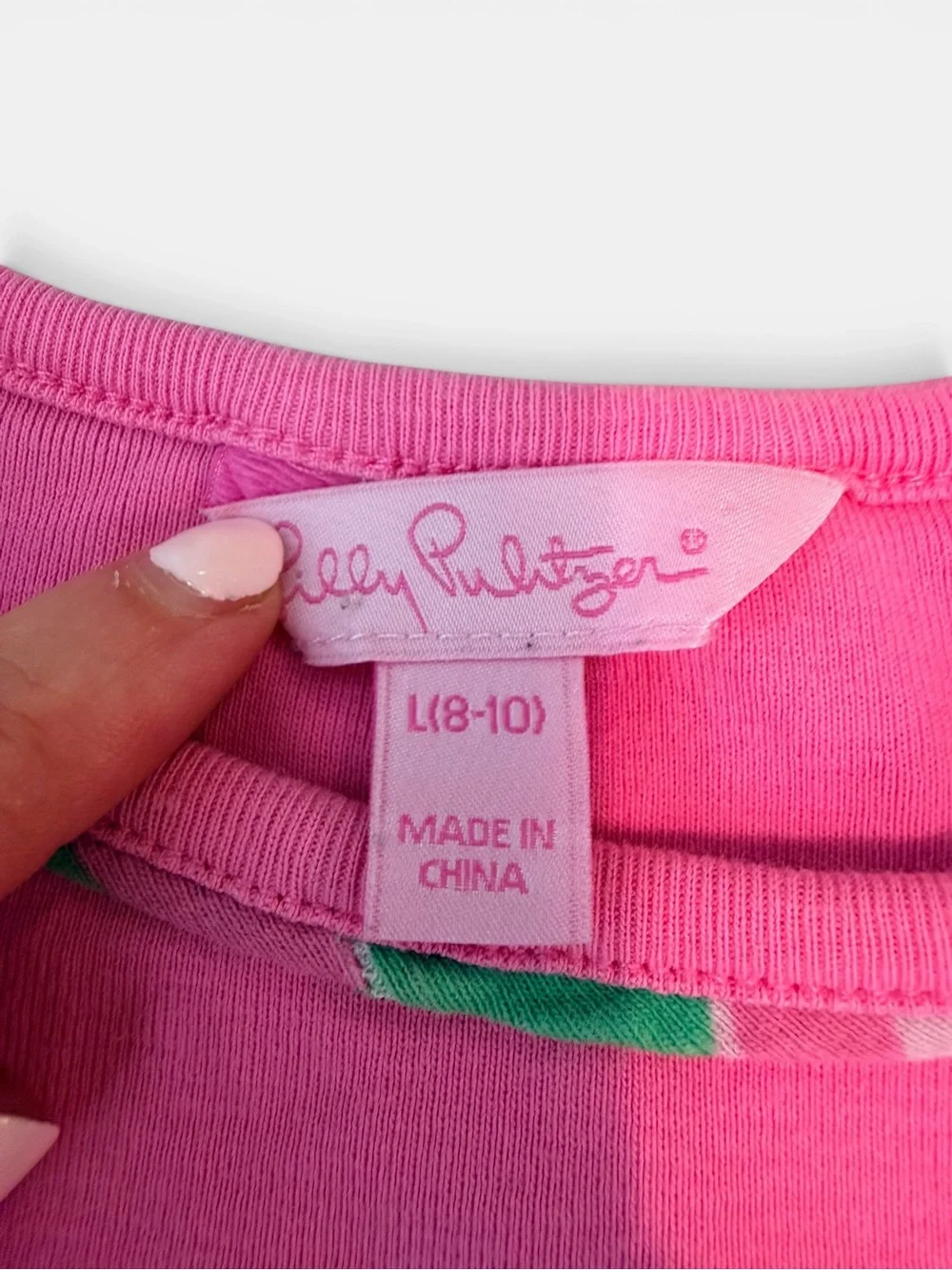 Lilly Pulitzer Girls Dress Size 8 10 Pink Green Floral Long Sleeve Knit Cotton